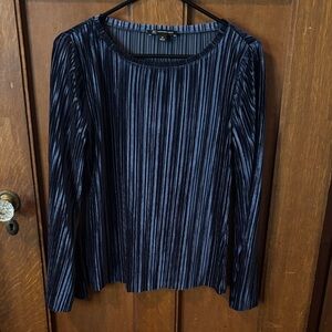 INC International Concepts Navy Pleated Velvet Blouse